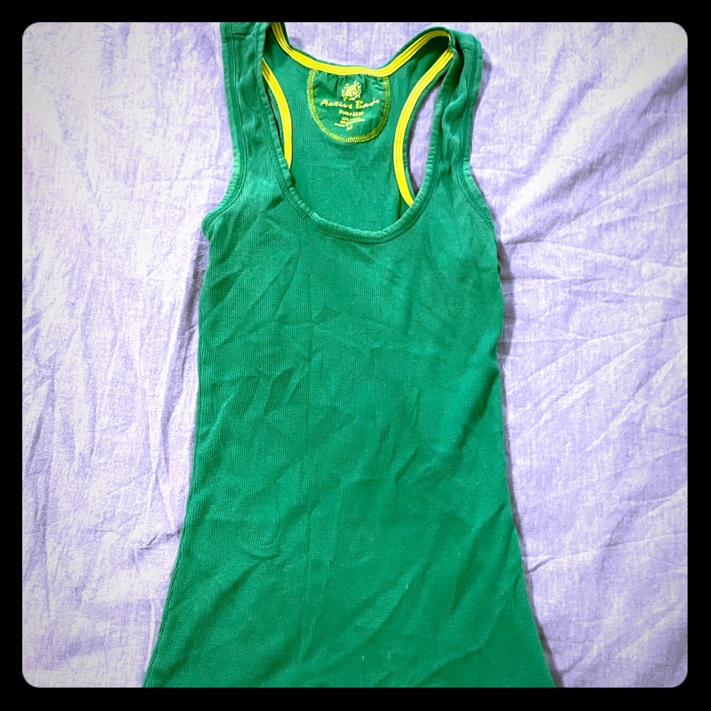 Green ribbed tank top